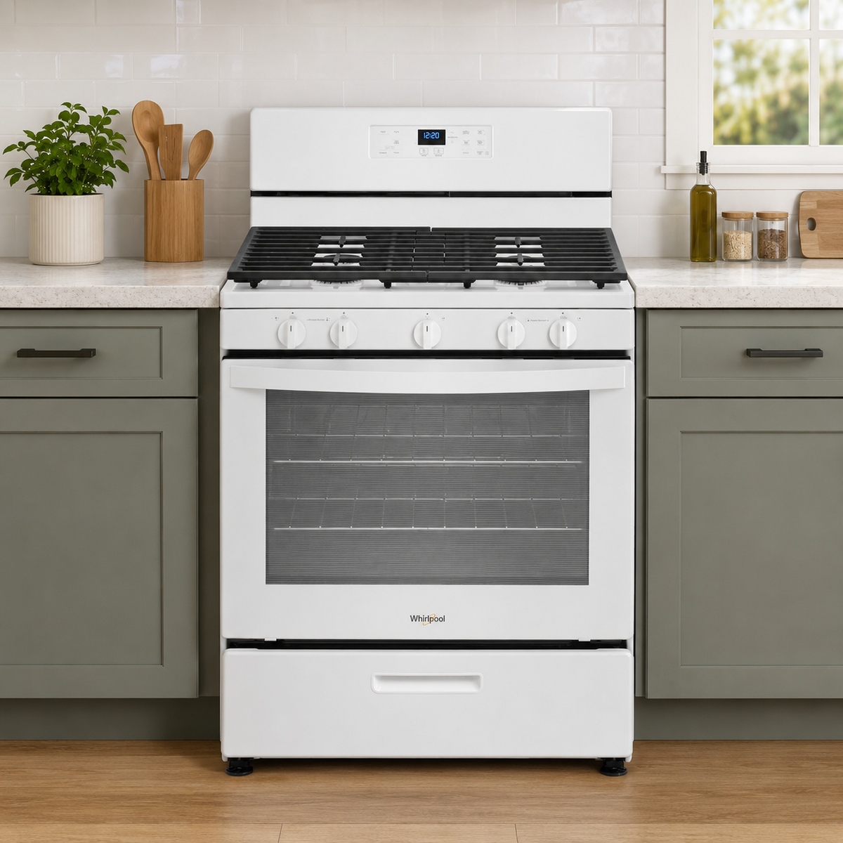 Whirlpool WFG505M0MW 5.1 cu. ft. Freestanding Gas Range with Edge-to-Edge Cooktop