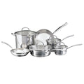 Farberware Millennium 10 Piece Stainless Steel Pots and Pans, Silver