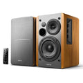 Powered Bluetooth Bookshelf Speakers, 42W RMS, Wood Grain