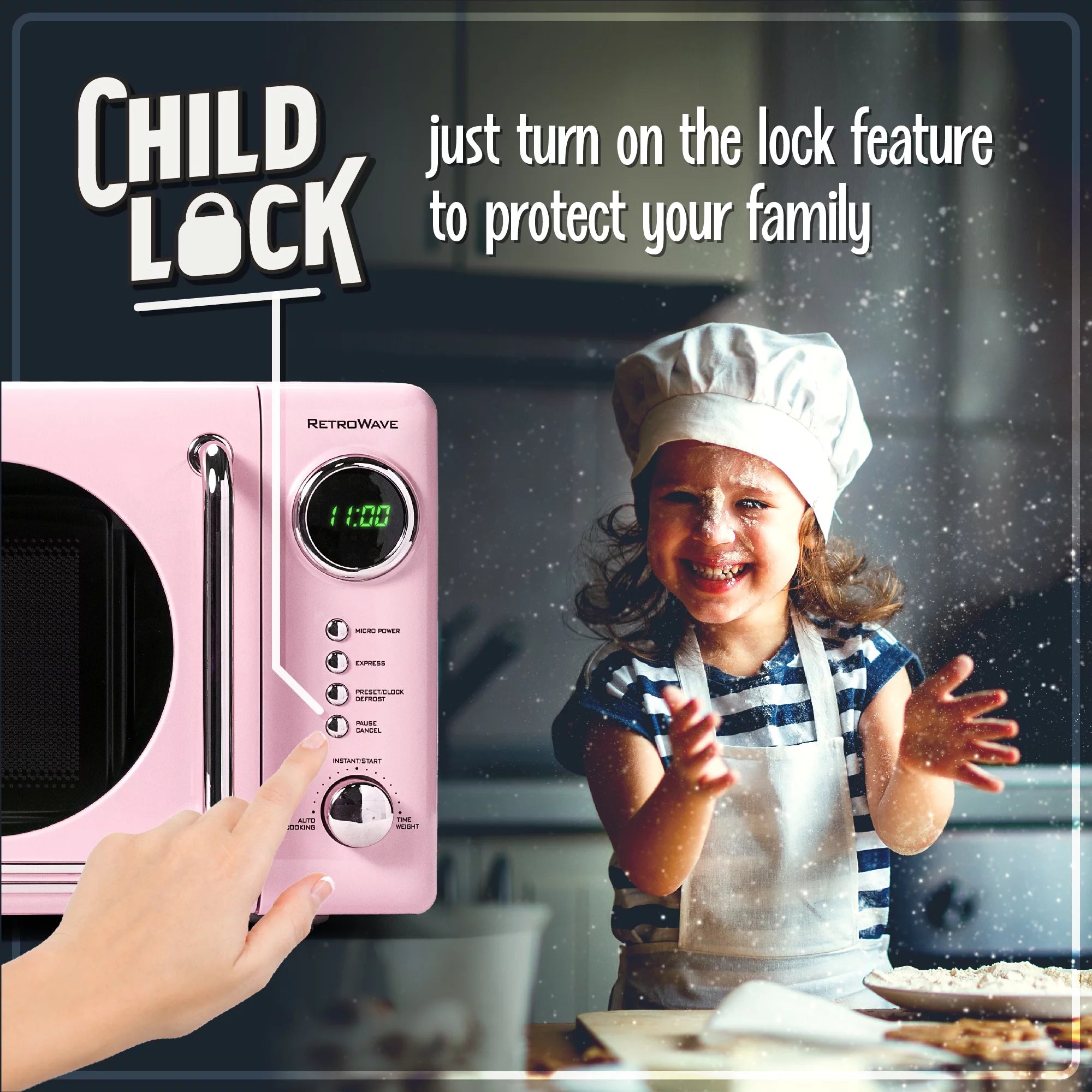 Retro Microwave for Countertop 0.7 cu ft Vintage Microwave, Pink
