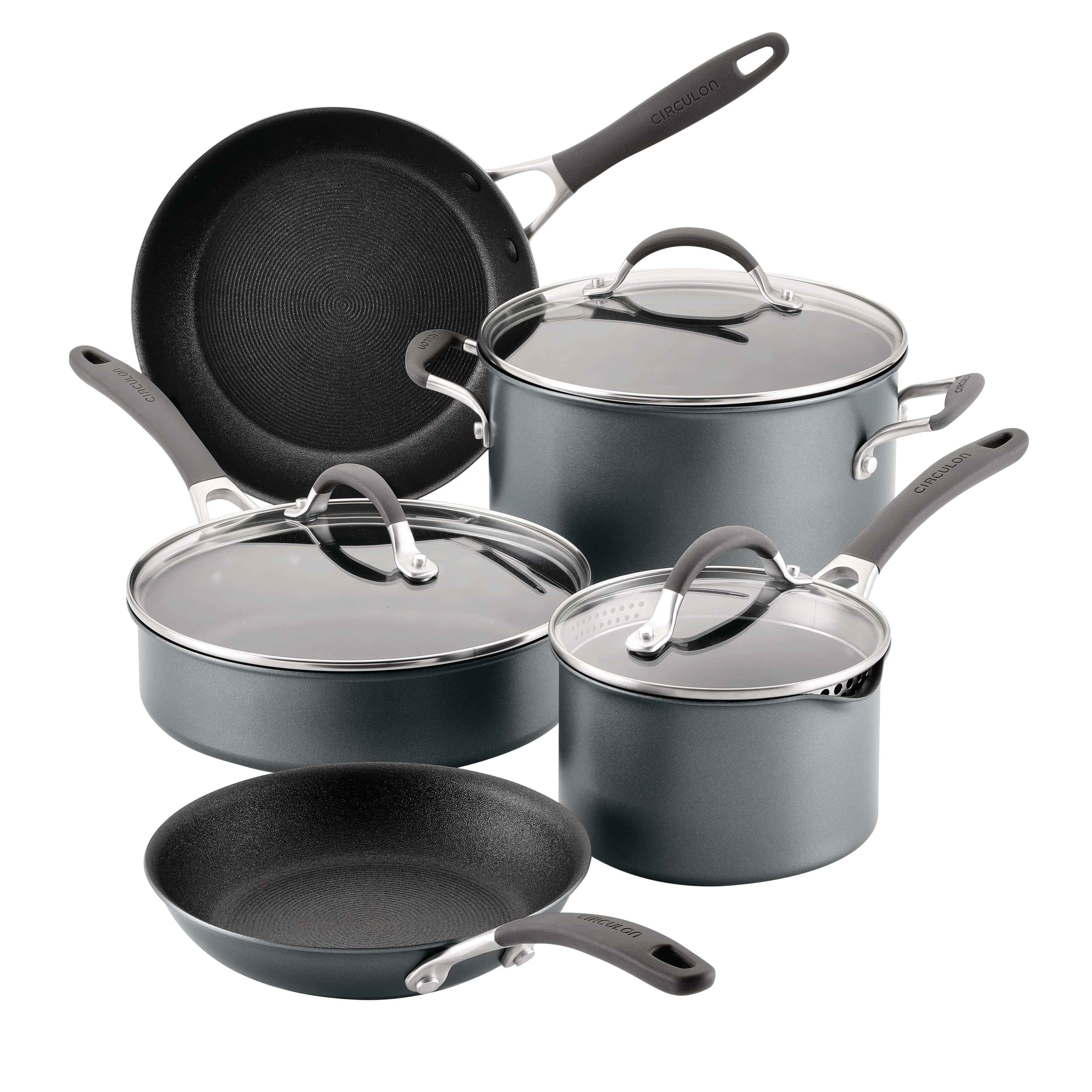 ScratchDefense 8 Piece Nonstick Induction Pots and Pans Set, Graphite