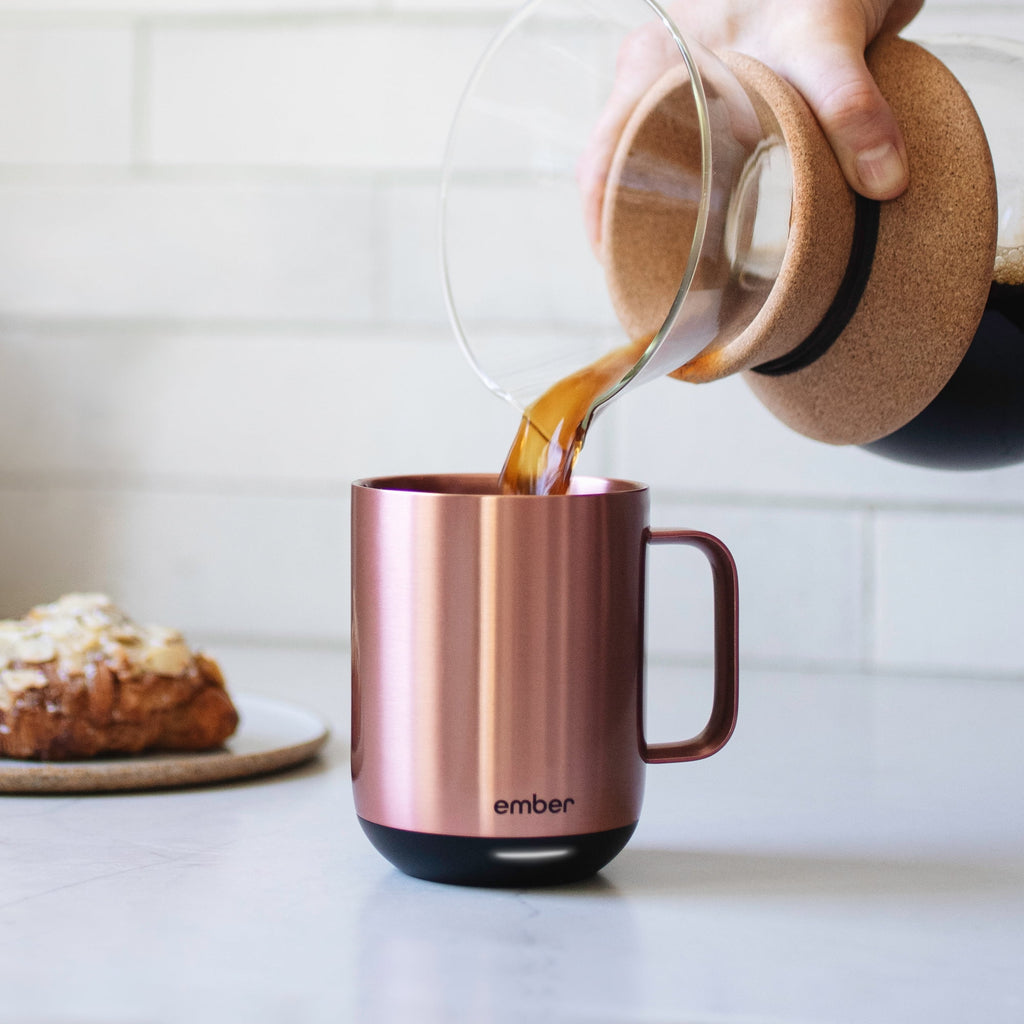 Ember Temperature Control Smart Mug 2, 10 oz, Rose Gold, Up To 1.5-hr Battery Life - App Controlled Heated Coffee/Tea Mug - Improved Design