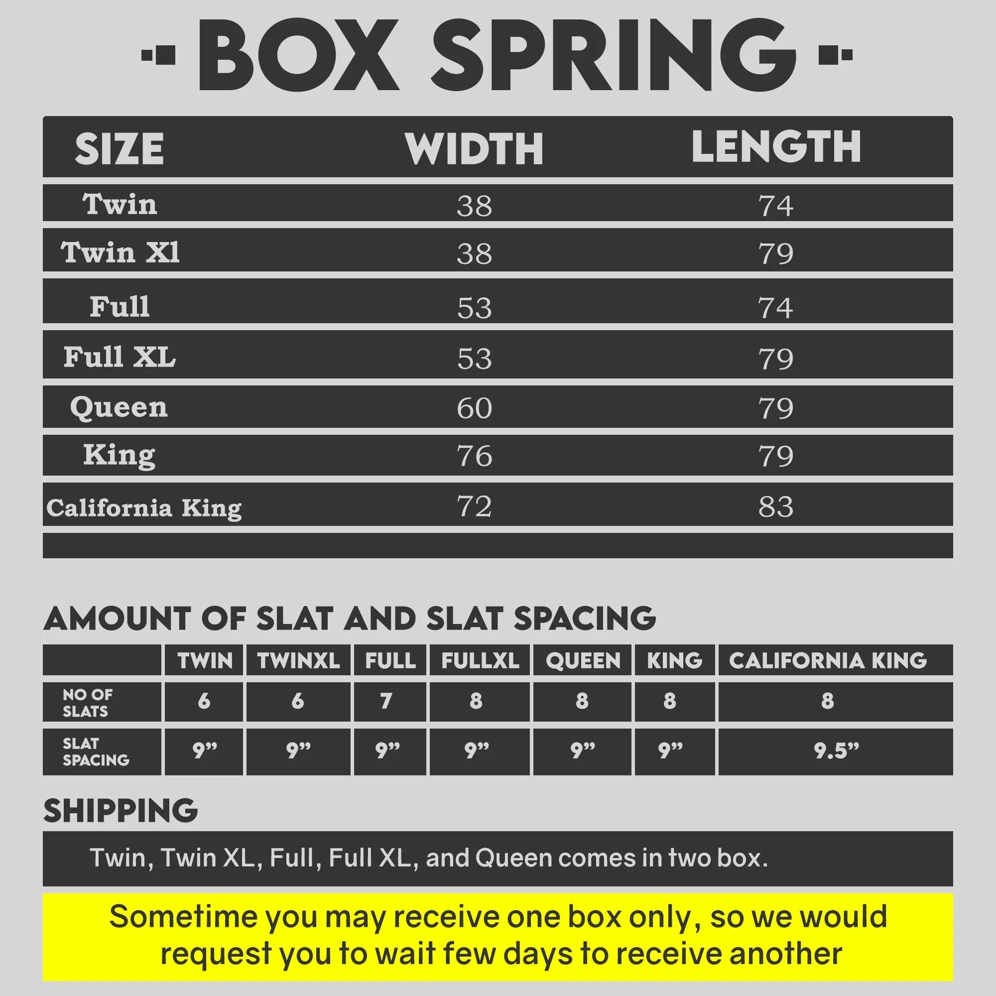 8" Split wood Box Spring/Foundation for Mattress, Queen