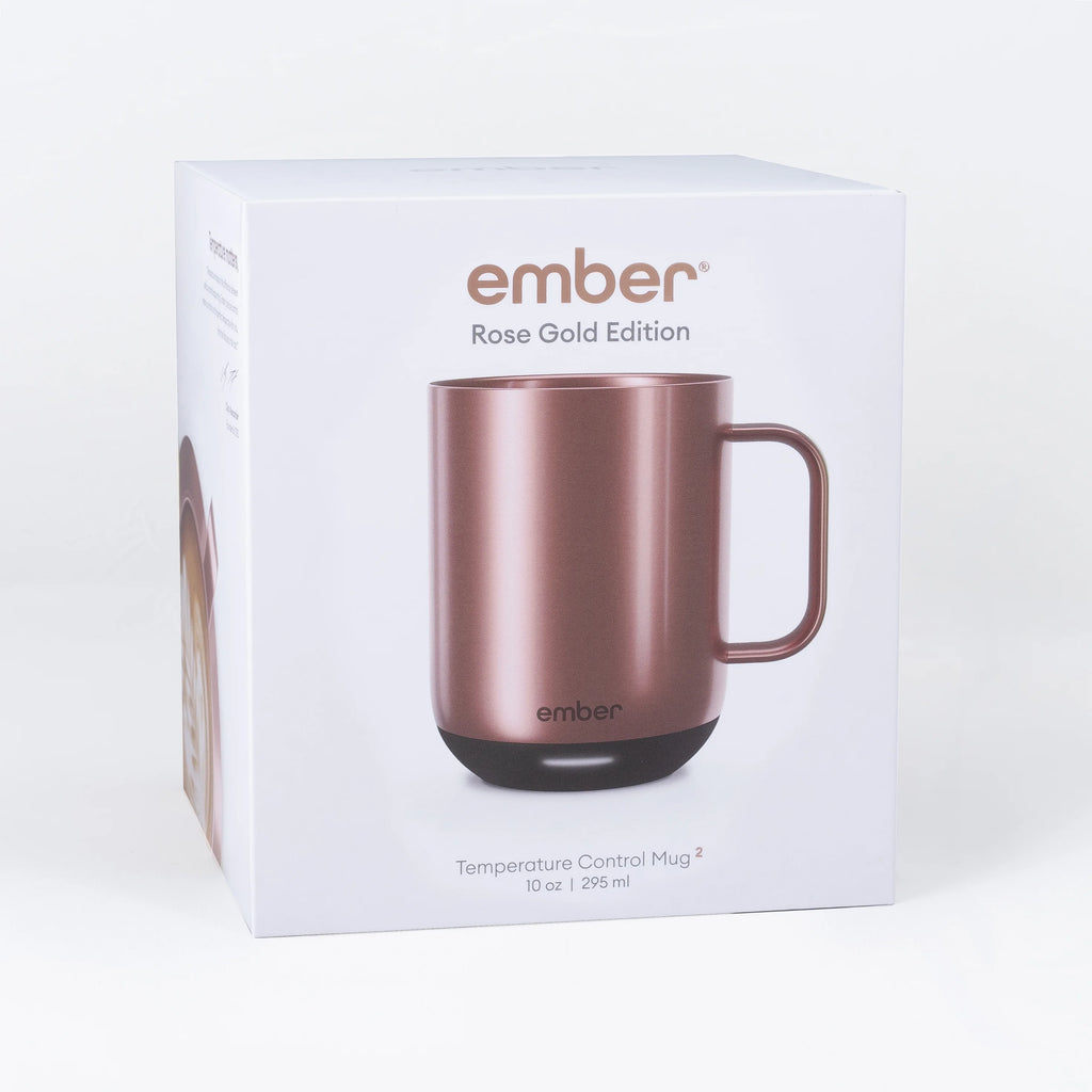 Ember Temperature Control Smart Mug 2, 10 oz, Rose Gold, Up To 1.5-hr Battery Life - App Controlled Heated Coffee/Tea Mug - Improved Design