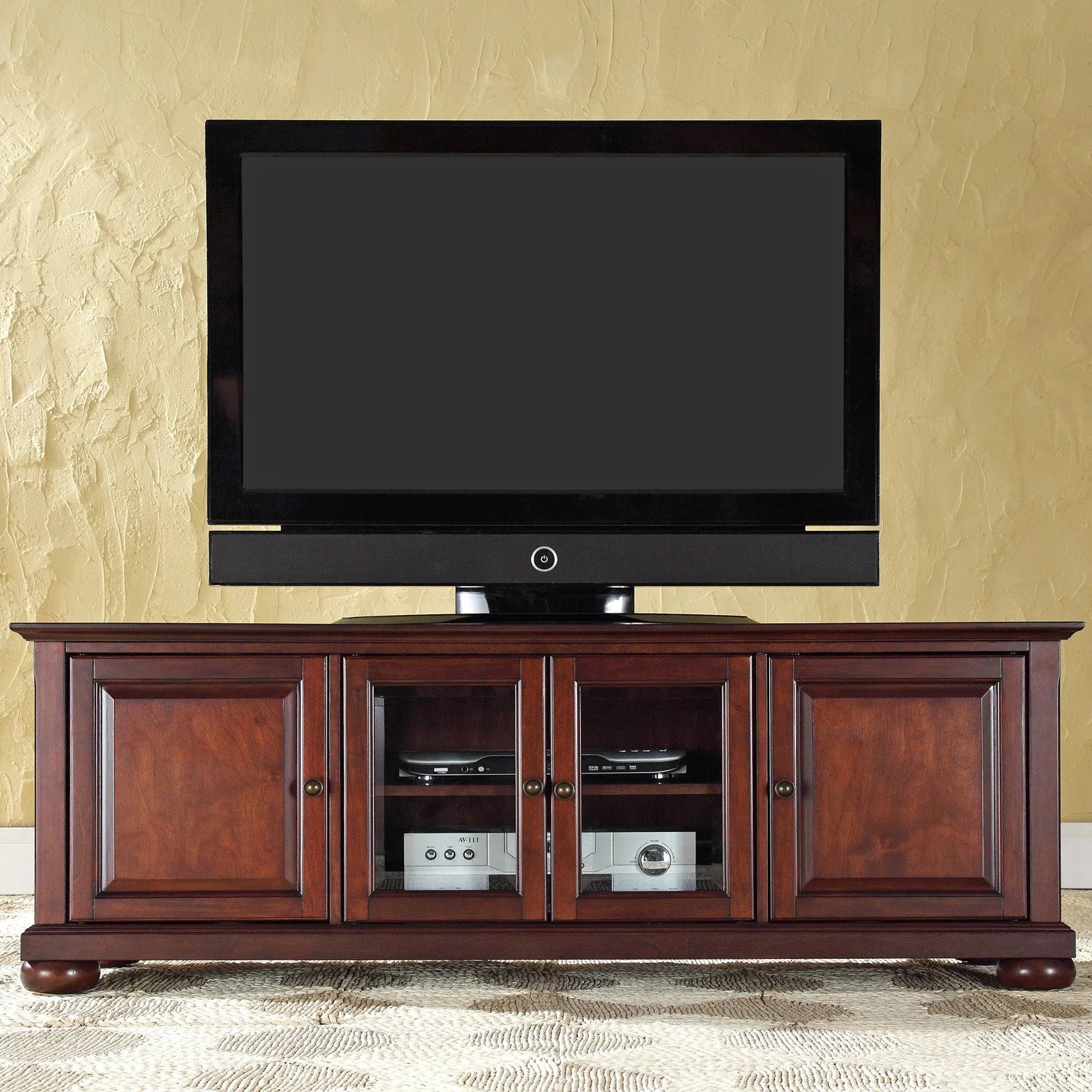 Alexandria 60" Low Profile TV Stand, Color: Vintage Mahogany Finish