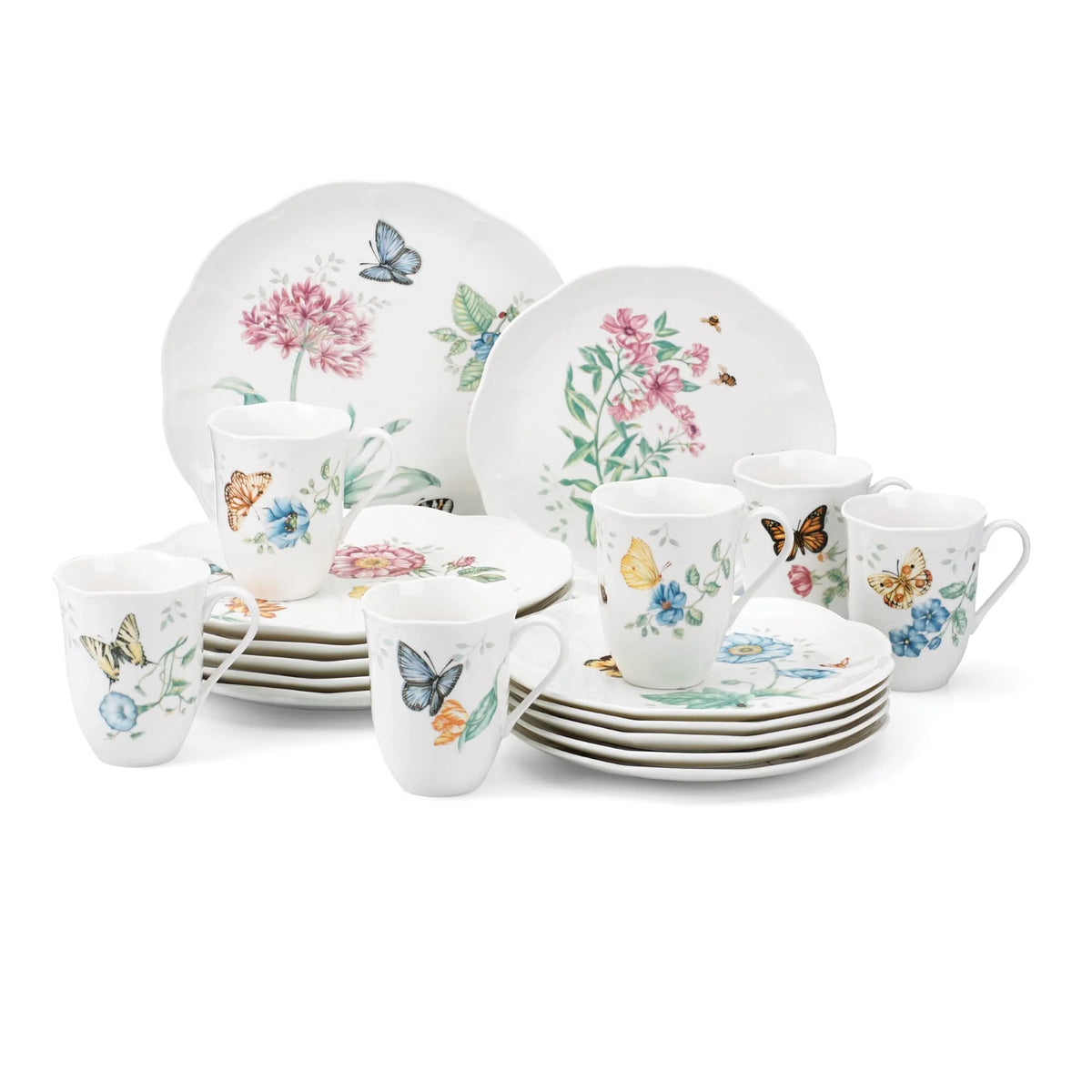 Lenox Butterfly Meadow 18-Piece Dinnerware Set, Service for 6, White - 6342794