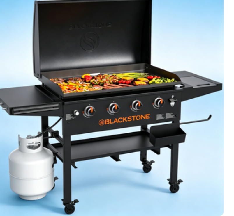 Blackstone Original 4-Burner 36” Propane Griddle with Hood and Omnivore Griddle Plate