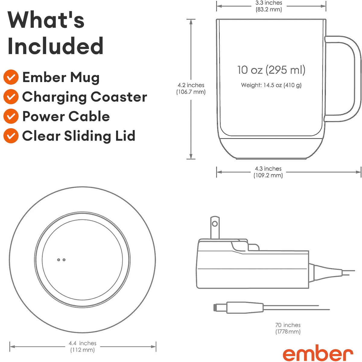 Ember Temperature Control Smart Mug 2, 10 oz, Rose Gold, Up To 1.5-hr Battery Life - App Controlled Heated Coffee/Tea Mug - Improved Design