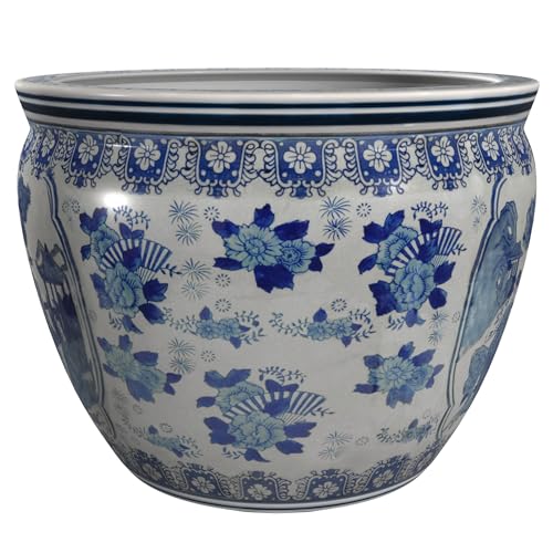 Ladies Blue White Porcelain Fishbowl