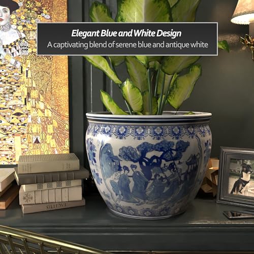 Ladies Blue White Porcelain Fishbowl