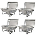 4 Pack Premier Chafers Stainless Steel Chafing Dish 8 Qt. Full Size Buffet Trays Silver