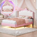 Full Size Upholstered Bed Frame with LED Lights