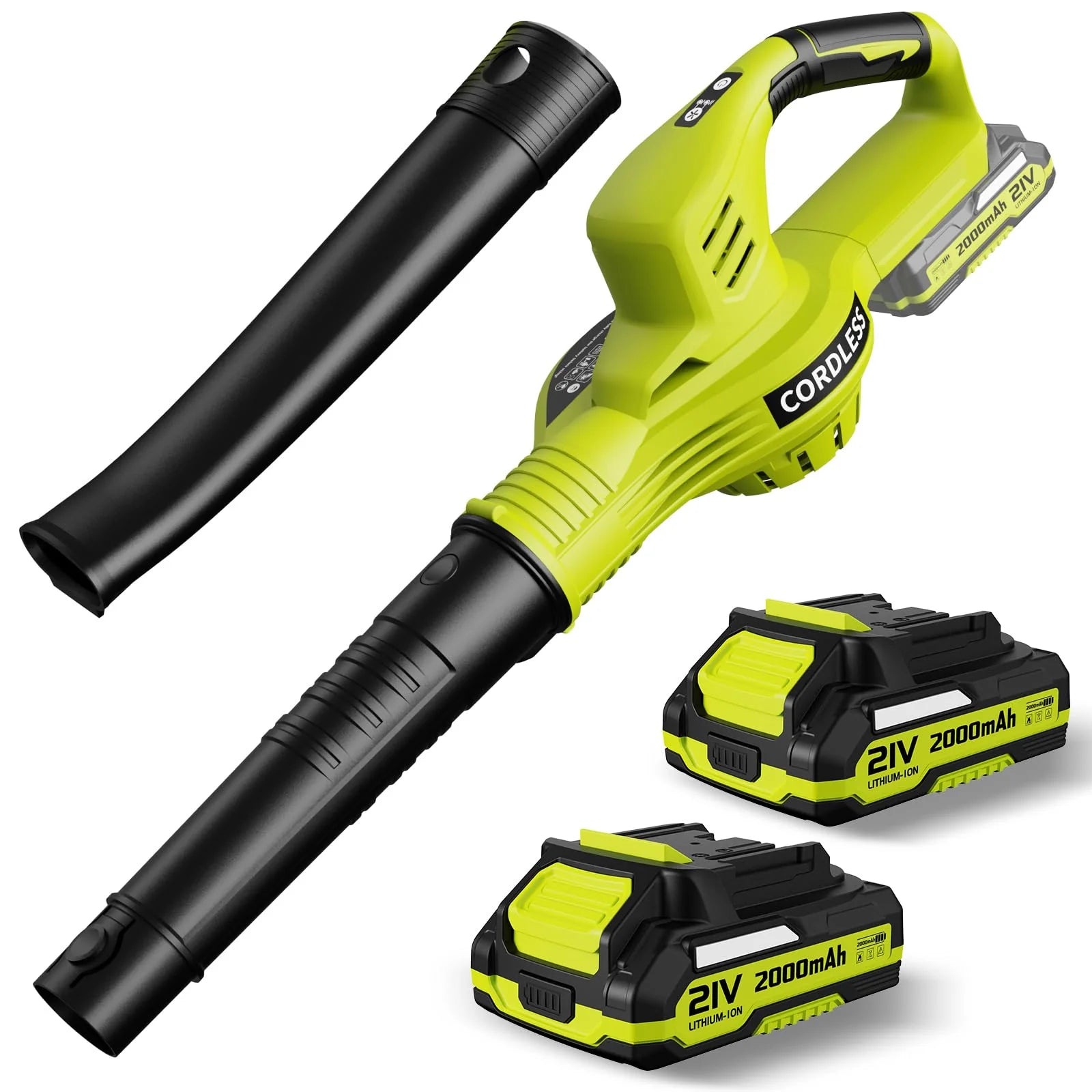 Electric Leaf Blower Cordless with 2 Batteries and Charger
