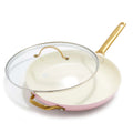 GreenPan Reserve Ceramic Nonstick 12" Frypan with Helper Handle and Lid | Blush
