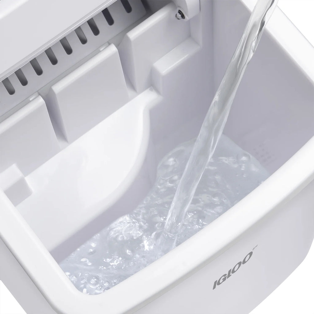 Igloo Handled Automatic Ice Machine Self Cleaning Countertop Ice Maker with Scoop, White