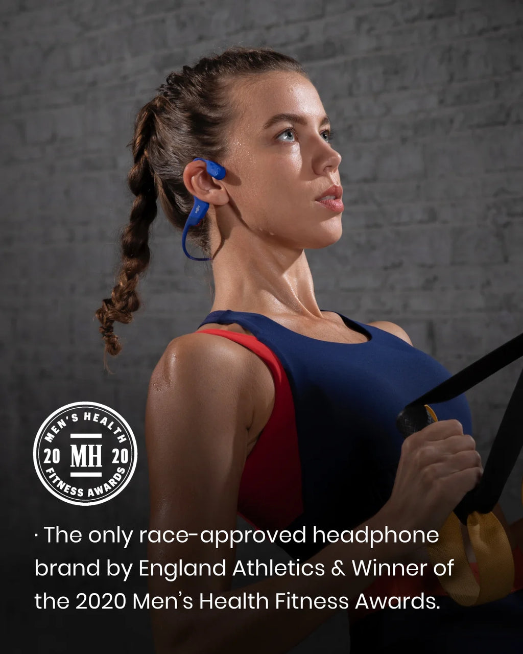OpenRun Mini Bone Conduction Waterproof Bluetooth Headphones for Sports with Cooling Wristband (Blue, Mini)