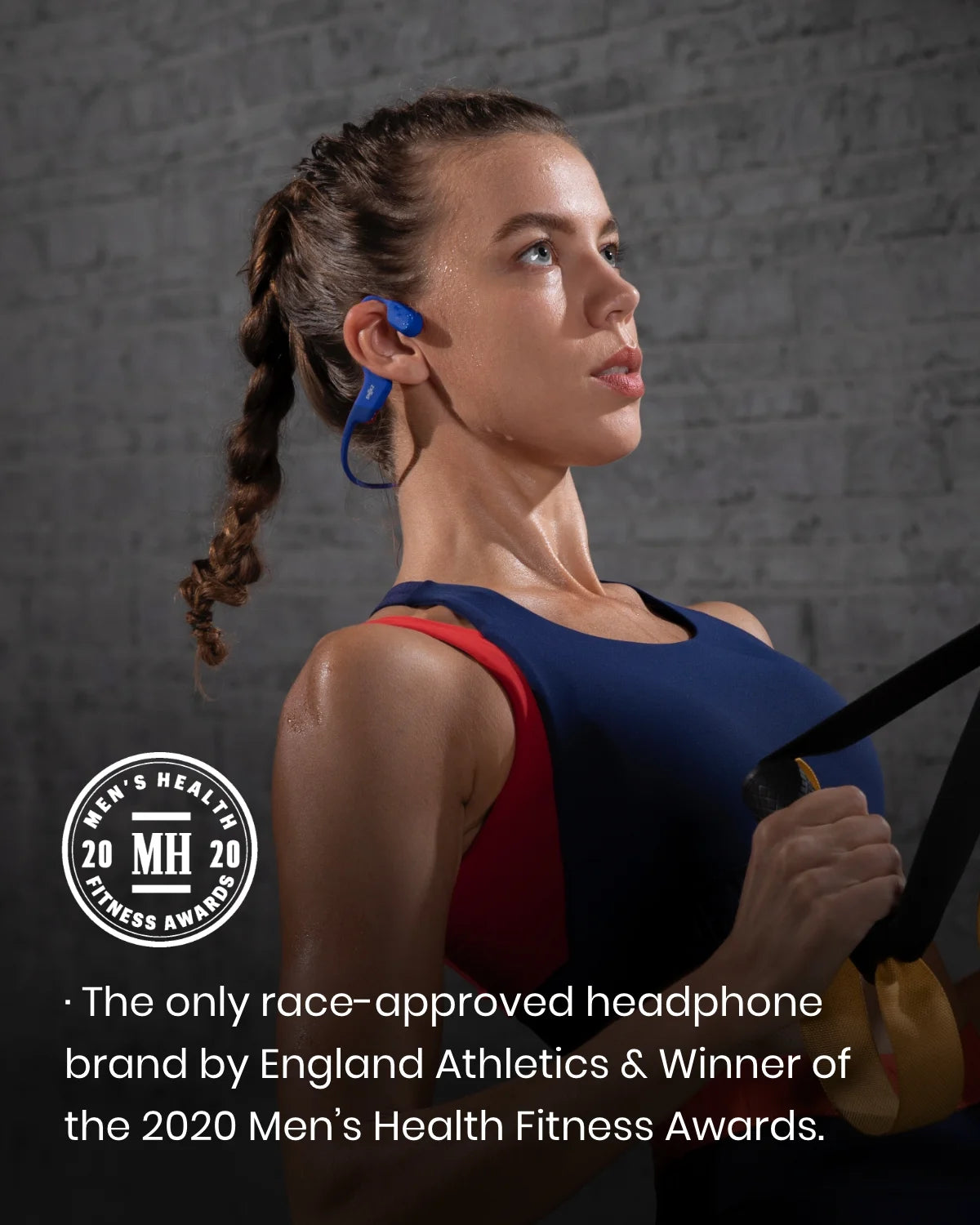 OpenRun Mini Bone Conduction Waterproof Bluetooth Headphones for Sports with Cooling Wristband (Blue, Mini)