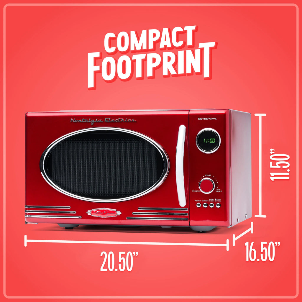 Retro Microwave for Countertop 0.9 cu ft Vintage Microwave, Red