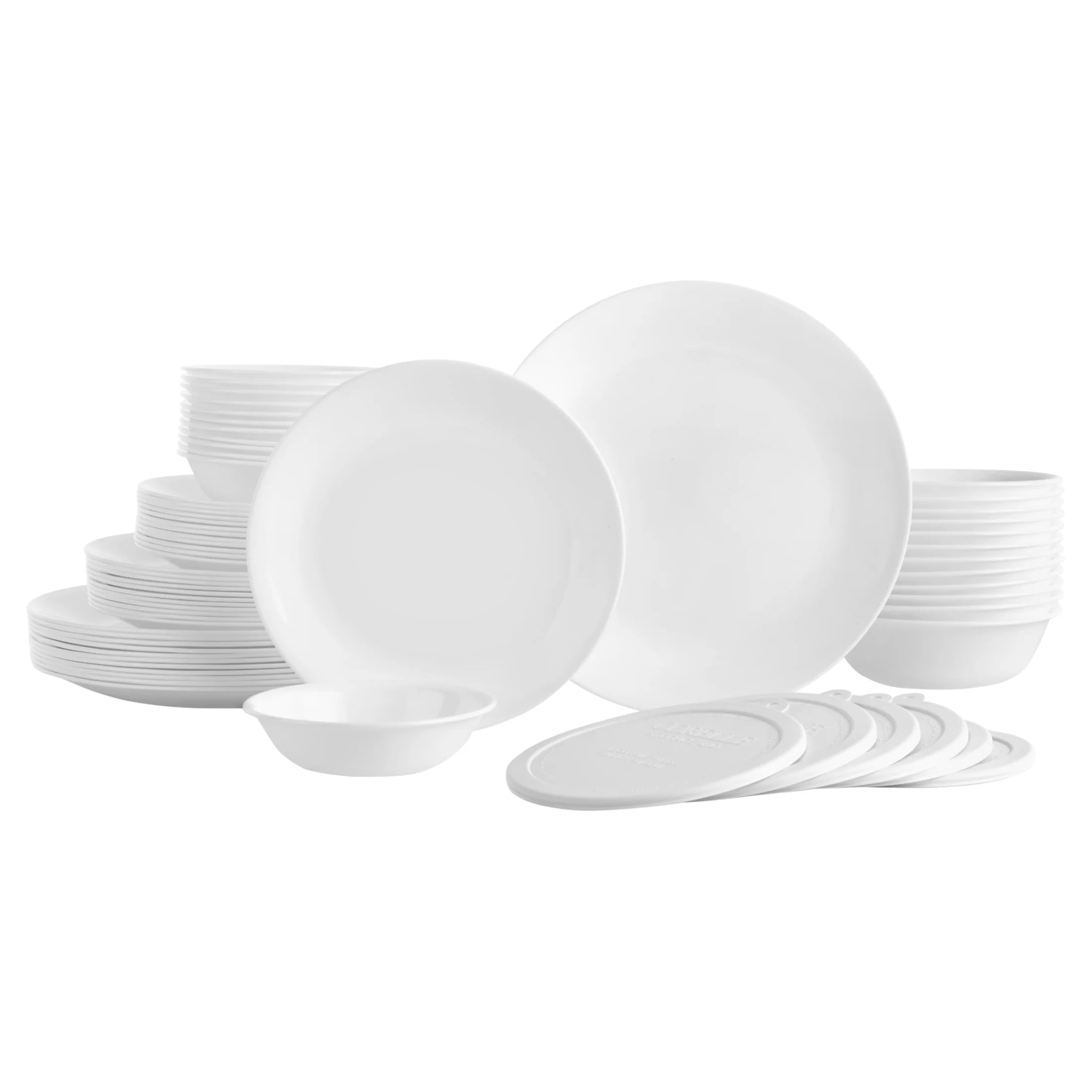 66-Piece Winter Frost White Glass Dinnerware Set (Service for 12)