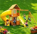 KidKraft Castlewood Wooden Swing Set / Playset with Clubhouse, Mailbox, Slide and Play Kitchen