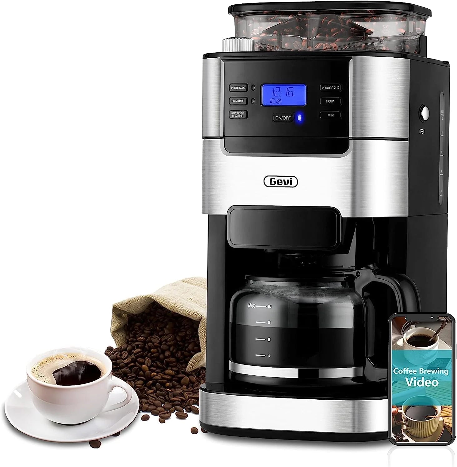 10-Cup Coffee Maker with Built-in Grinder