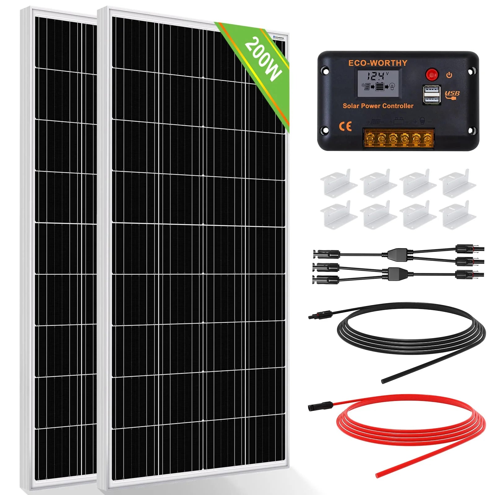 200 Watts 12 Volt/24 Volt Solar Panel Kit