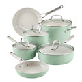 KitchenAid Hard Anodized Ceramic 10 Piece Nonstick Cookware Pots and Pans Set, Pistachio
