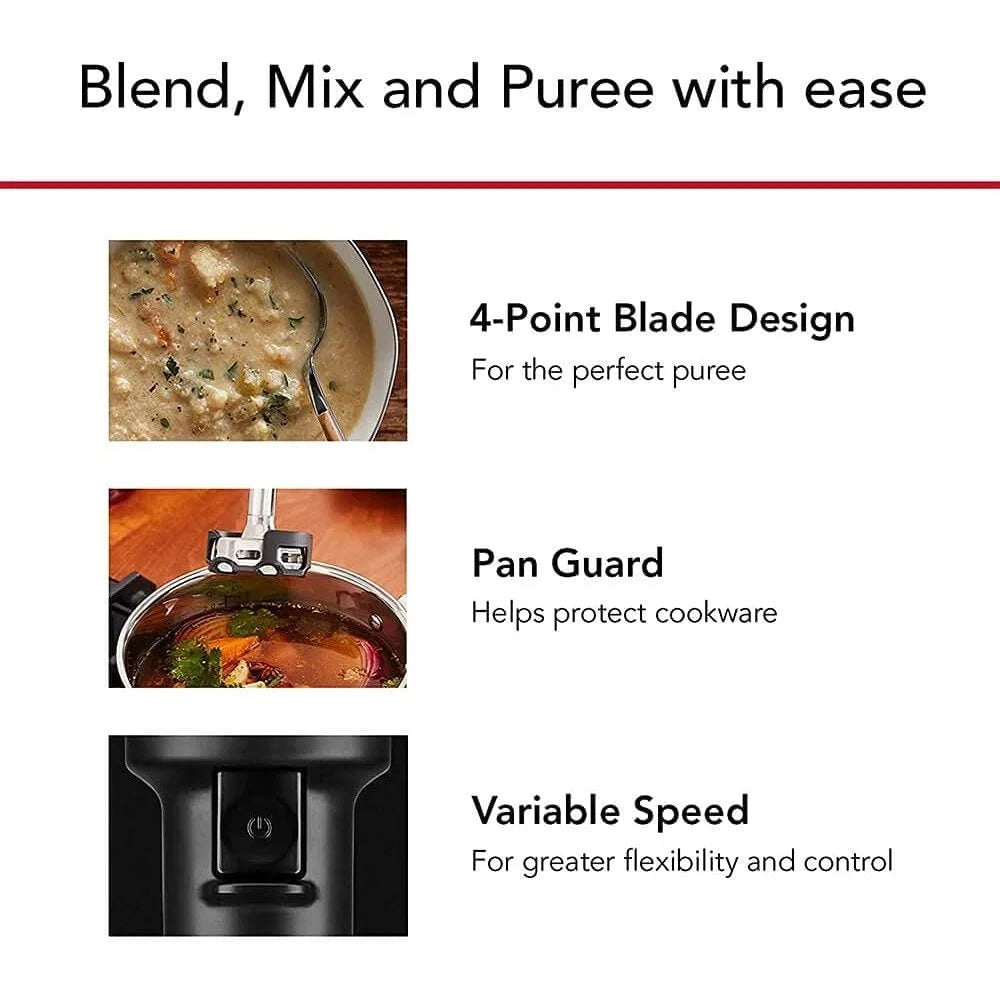 Cordless Variable Speed Hand Blender with Chopper and Whisk Attachment