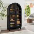 Juliet Solid Wood Frame Arc Cabinet, Black Finish