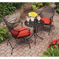 Clayton Court Outdoor Metal 3-Piece Bistro Set, Red Cushion, Spring Motion Chairs