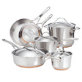 Anolon Nouvelle Copper Stainless Steel Pots and Pans Pots and Pans, 10-Piece, Silver