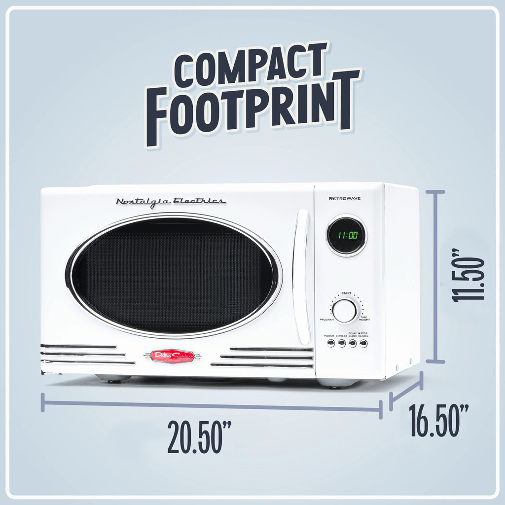 Retro Microwave for Countertop 0.9 cu ft Vintage Microwave, White
