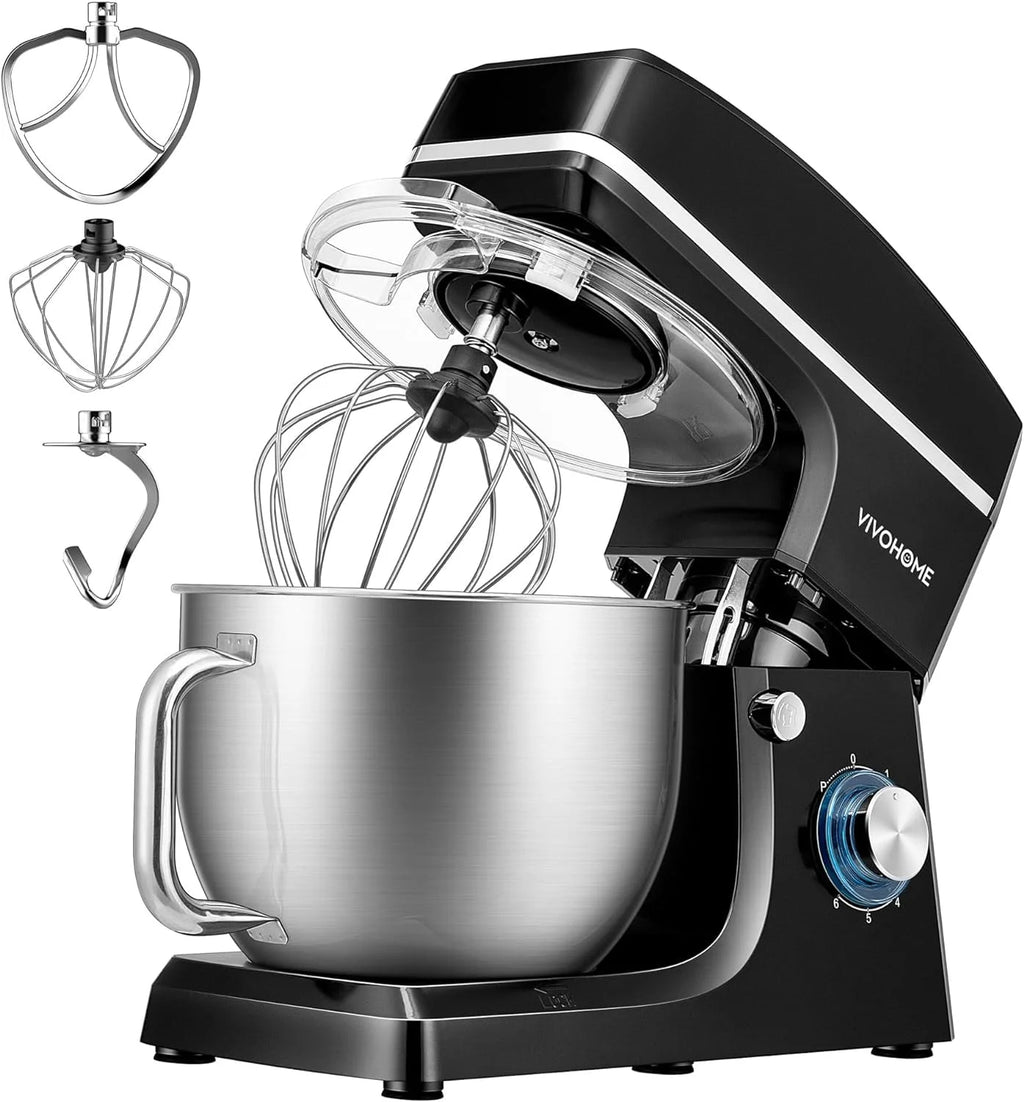SPECSTAR 7.5 Quart Stand Mixer, 660W 6-Speed Tilt-Head Kitchen Electric Food Mixer with Beater, Dough Hook, Wire Whip, and Egg Separator, Black