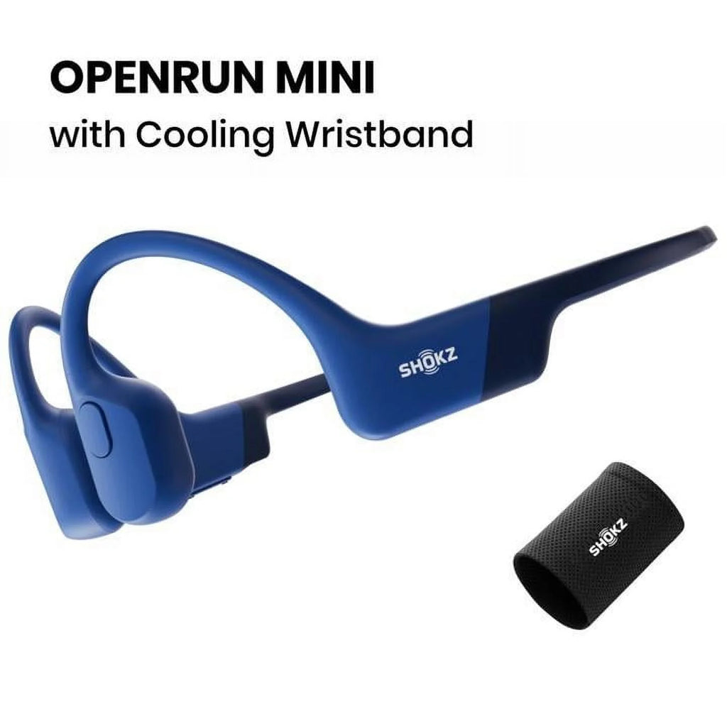 OpenRun Mini Bone Conduction Waterproof Bluetooth Headphones for Sports with Cooling Wristband (Blue, Mini)