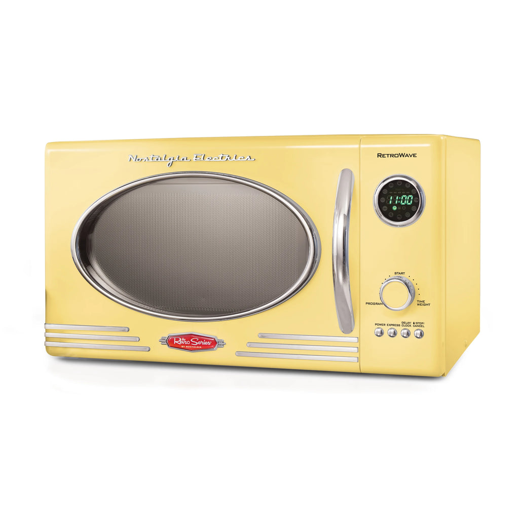 Retro Microwave - Countertop Microwave Oven - Includes 12 Pre-Programmed Settings and Digital Clock - 0.9 CU Ft. - 800 Watts - Yellow