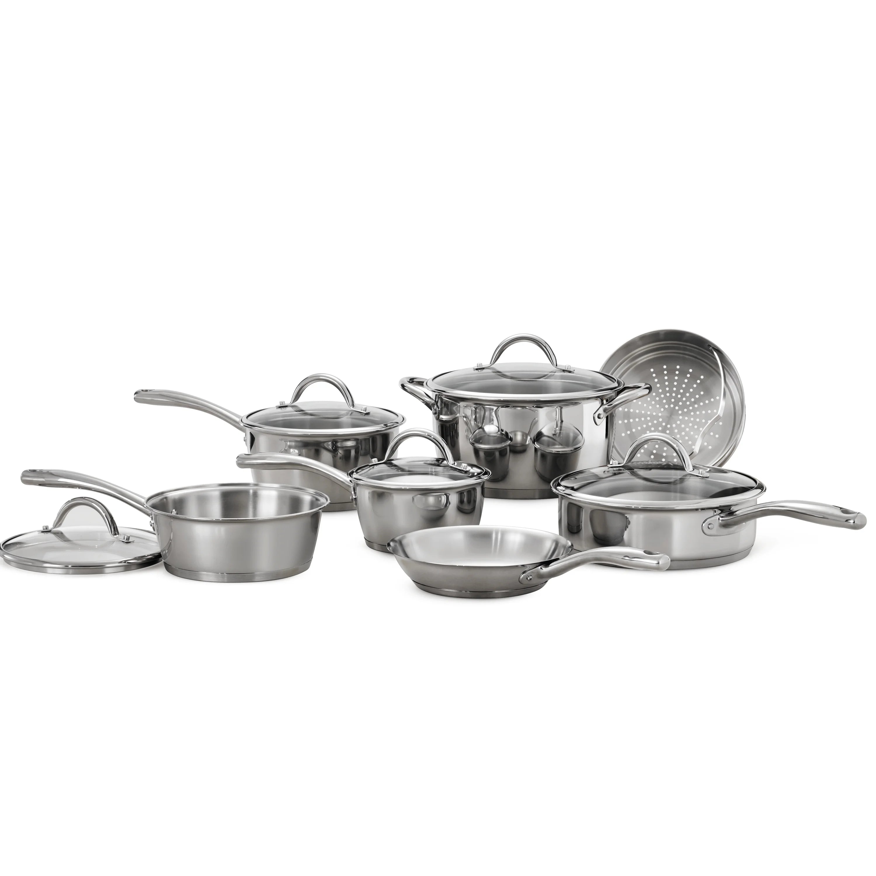 Gourmet Stainless Steel Tri-Ply Base Cookware Set, 12 Piece