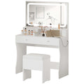 Vanity Desk Set with LED Lighted Mirror & Power Outlet