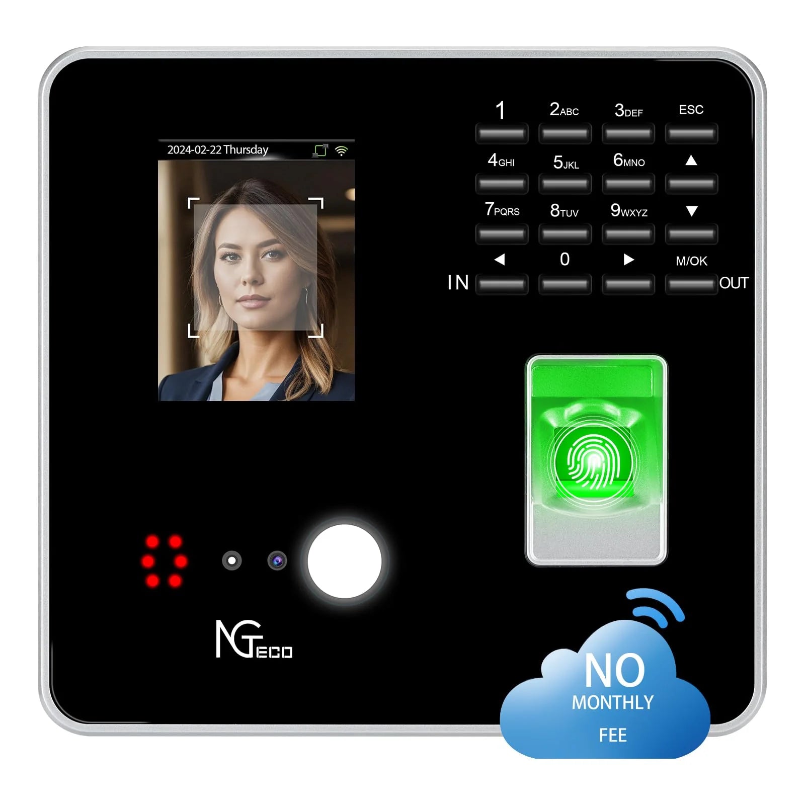 Cloud Time Clock, WiFi Time Clocks with Face, Finger Scan