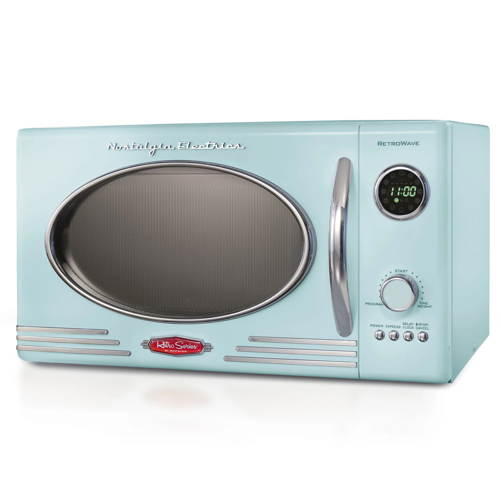 Retro Microwave for Countertop 0.9 cu ft Vintage Microwave, Aqua