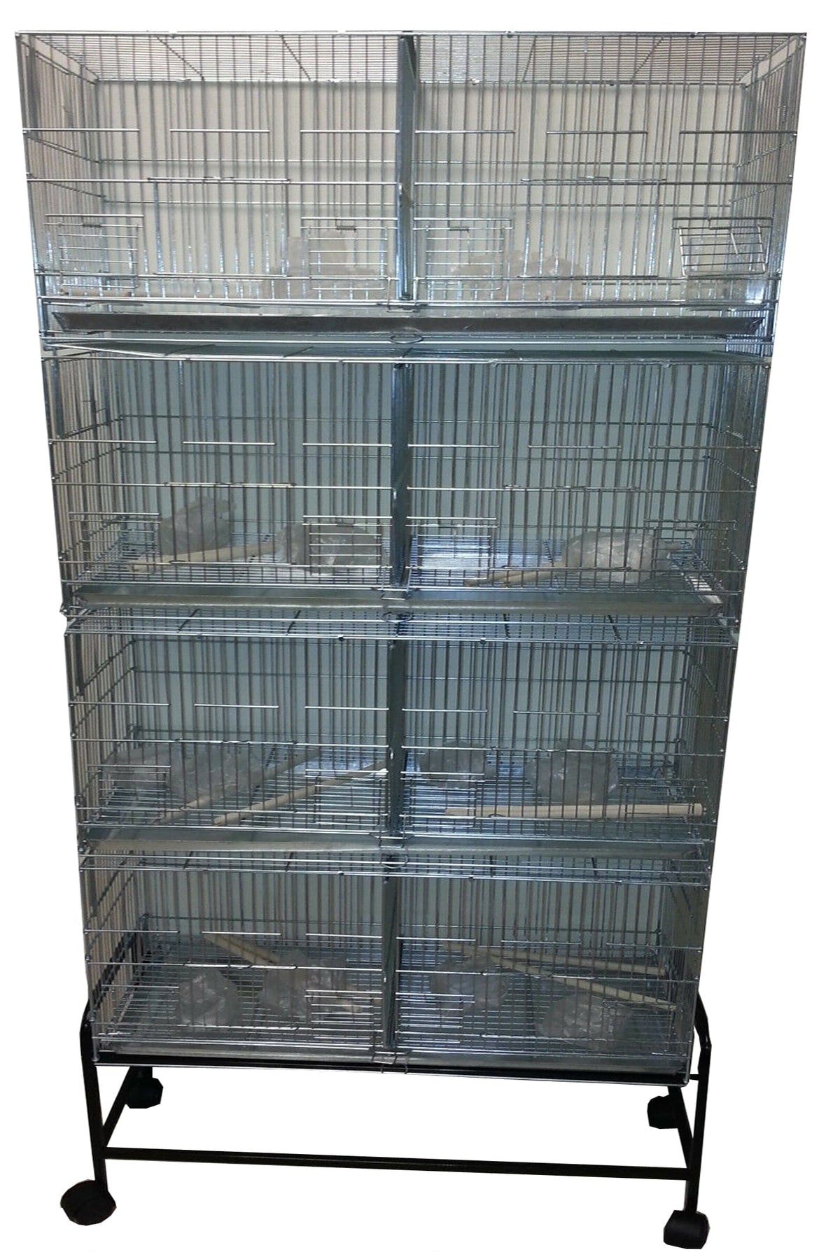 Large Galvanized Zinc Plated Stackable Breeding Bird Cage with Rolling Stand