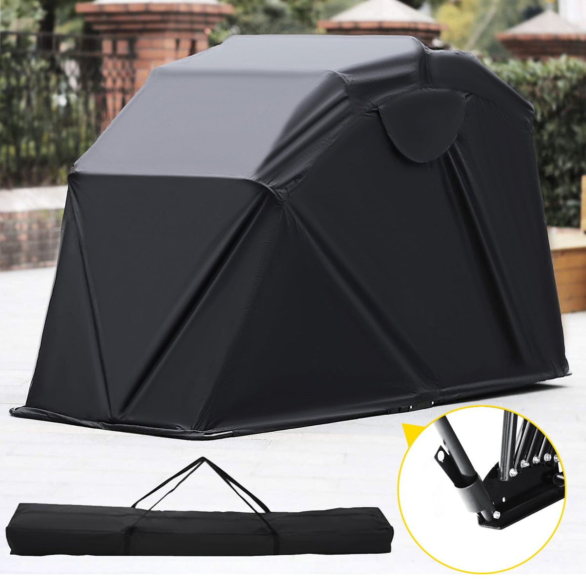VEVORbrand Heavy Duty Motorcycle Storage Shed, Bike Scooter Cover Tent Shelter, Portable Waterproof Outdoor Storage Garage, Anti-UV, 106