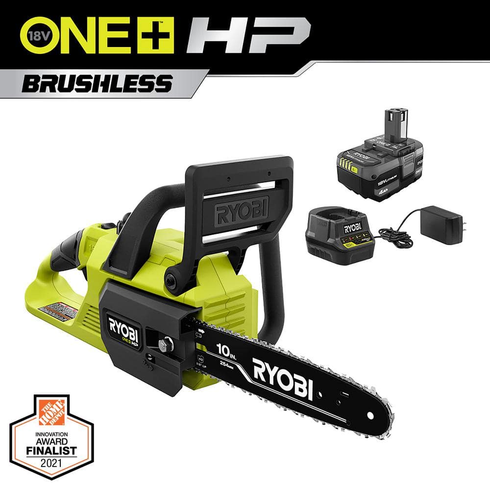 18V Brushless 10 in. Battery Chainsaw with 4.0 Ah Battery and Charger