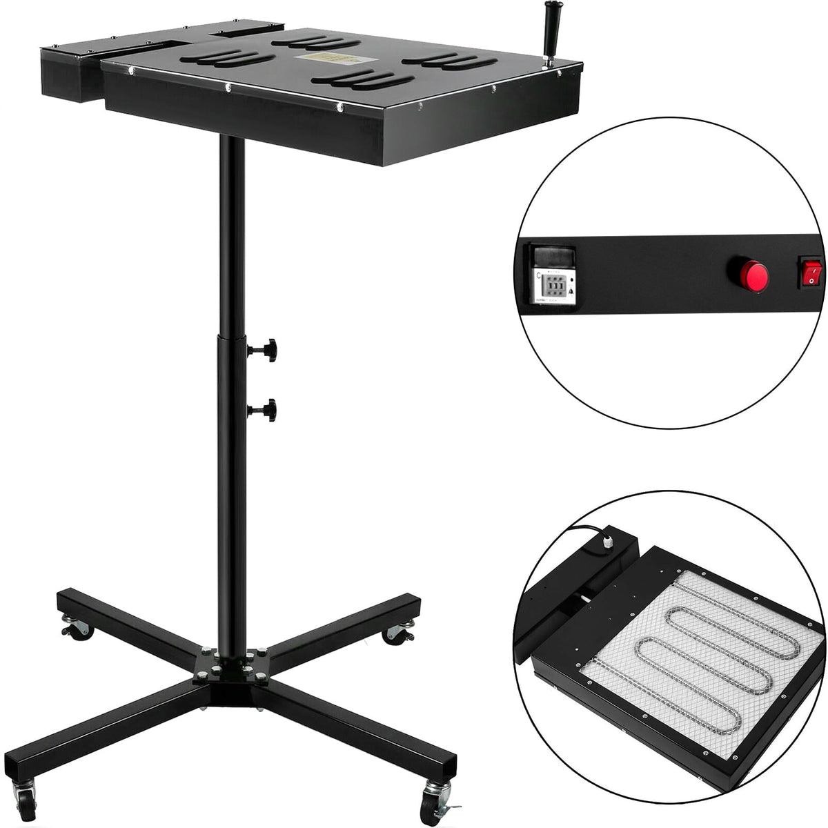 VEVOR 18x18 inch Screen Printing Flash Dryer, 2000W Adjustable Stand