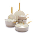 GreenPan Reserve Ceramic Nonstick 10-Piece Cookware Set | Taupe with Gold-Tone Handles