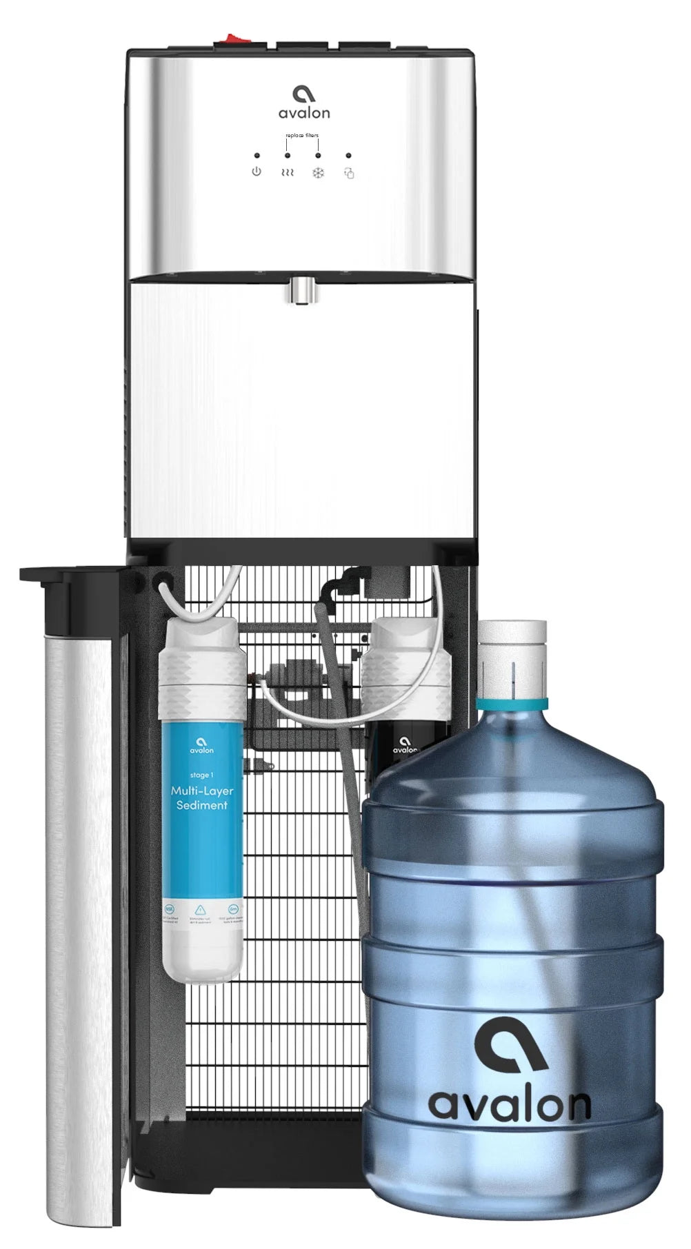 Avalon Bottom Loading Water Dispenser with Filtration, 3 Temperature Settings - Stainless Steel