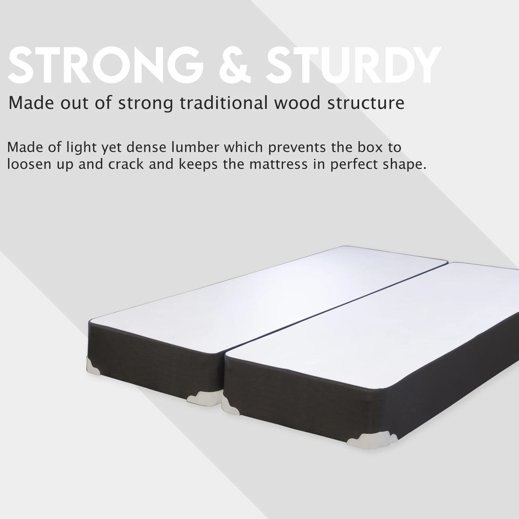 8" Split wood Box Spring/Foundation for Mattress, Queen