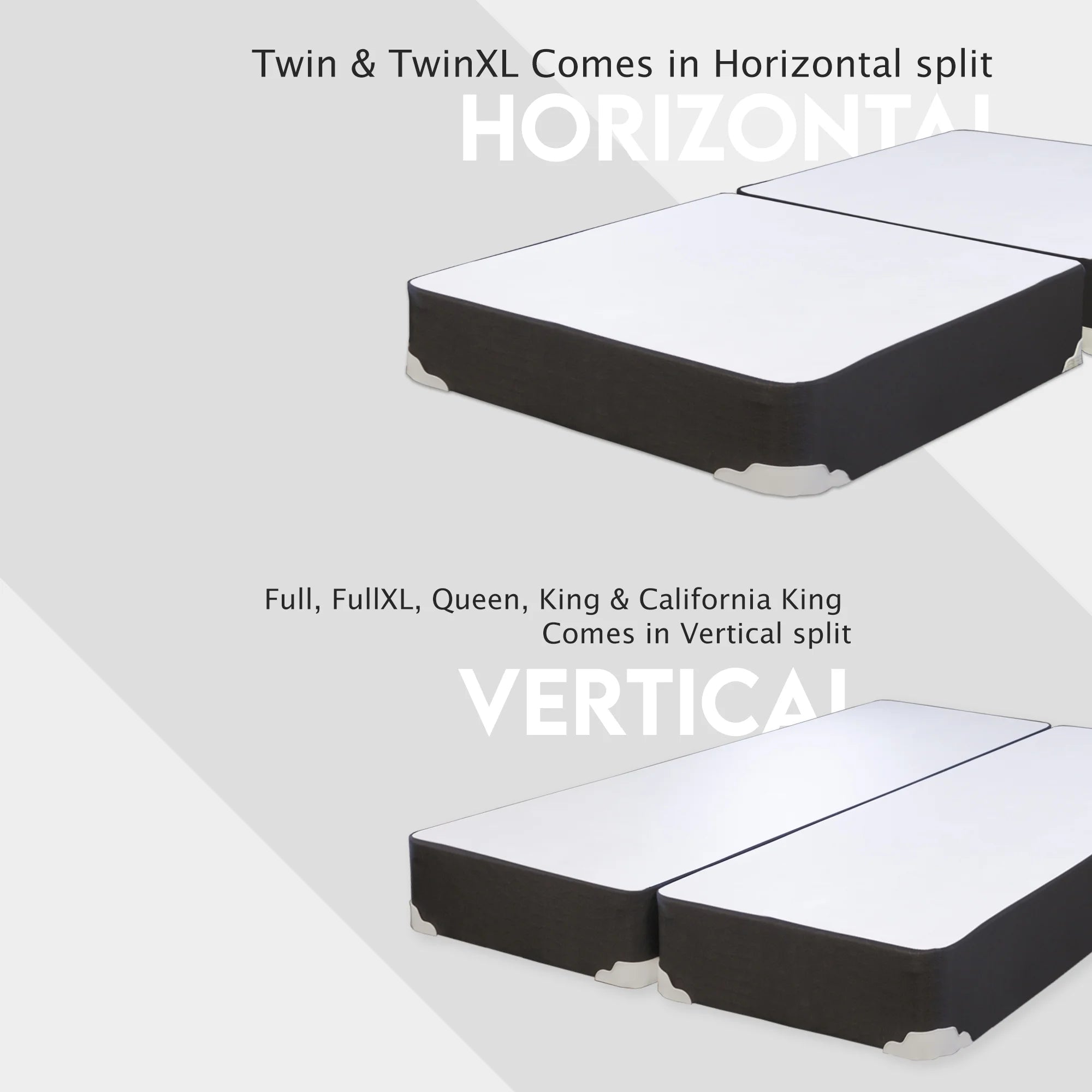 8" Split wood Box Spring/Foundation for Mattress, Queen