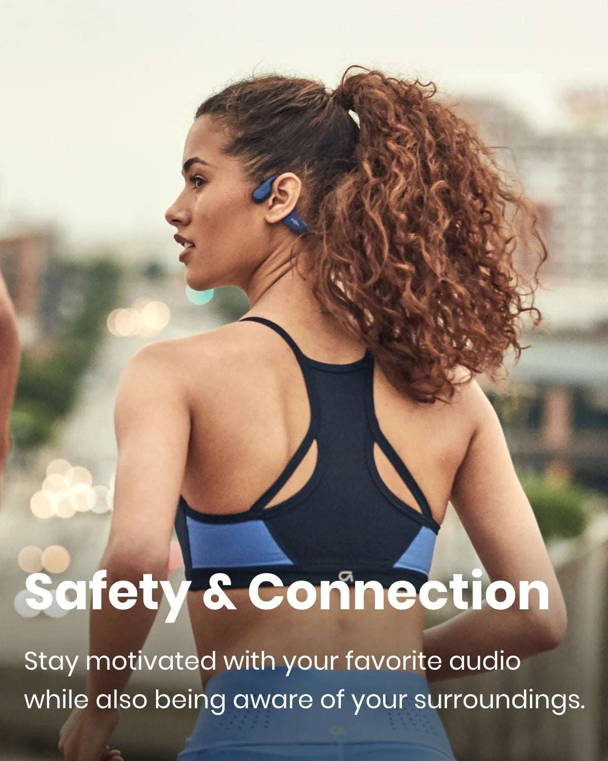 OpenRun Mini Bone Conduction Waterproof Bluetooth Headphones for Sports with Cooling Wristband (Blue, Mini)