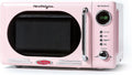 Retro Microwave for Countertop 0.7 cu ft Vintage Microwave, Pink