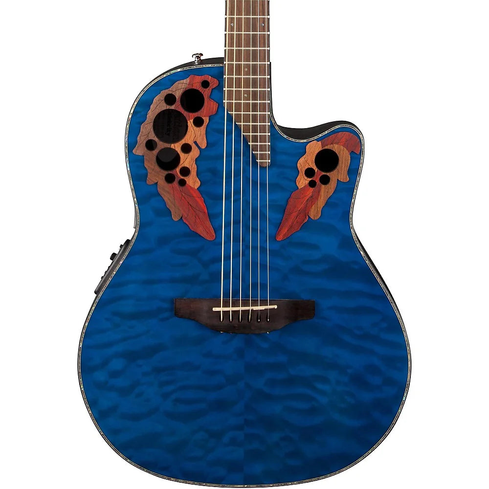 Celebrity Elite Plus Acoustic-Electric Guitar Quilted Maple Trans Blue